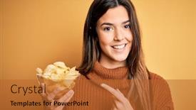  Presentation with bowl - Theme with young-beautiful-girl-holding-bowl background and a red colored foreground