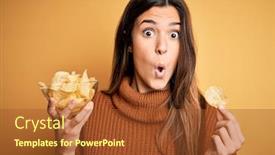  Presentation with bowl - Audience pleasing PPT theme consisting of young-beautiful-girl-holding-bowl backdrop and a tawny brown colored foreground