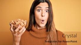  Presentation with bowl - Audience pleasing PPT theme consisting of young-beautiful-girl-holding-bowl backdrop and a red colored foreground