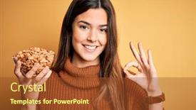  Presentation with salty - Colorful presentation theme enhanced with young-beautiful-girl-holding-bowl backdrop and a tawny brown colored foreground