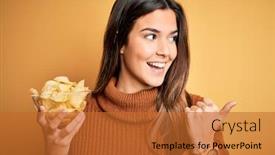  Presentation with bowl - Cool new PPT theme with young-beautiful-girl-holding-bowl backdrop and a red colored foreground