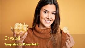  Presentation with bowl - PPT layouts having young-beautiful-girl-holding-bowl background and a tawny brown colored foreground