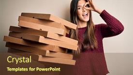 Presentation with pizza delivery - Cool new theme with young-beautiful-girl-holding-delivery backdrop and a tawny brown colored foreground