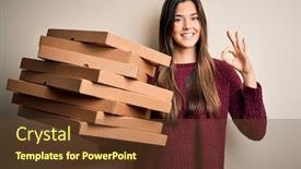  Presentation with pizza delivery - Theme featuring young-beautiful-girl-holding-delivery background and a tawny brown colored foreground
