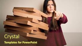  Presentation with pizza delivery - Presentation theme having young-beautiful-girl-holding-delivery background and a tawny brown colored foreground