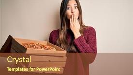  Presentation with pizza delivery - Slide deck with young-beautiful-girl-holding-delivery background and a tawny brown colored foreground