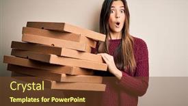  Presentation with pizza delivery - Cool new slide set with young-beautiful-girl-holding-delivery backdrop and a tawny brown colored foreground