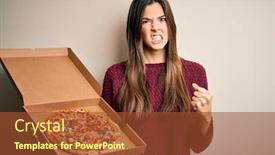  Presentation with pizza delivery - Presentation design enhanced with young-beautiful-girl-holding-delivery background and a red colored foreground