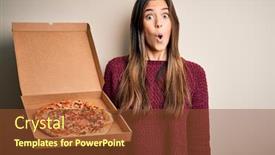  Presentation with pizza delivery - Slide deck having young-beautiful-girl-holding-delivery background and a tawny brown colored foreground