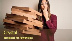  Presentation with pizza delivery - Amazing presentation design having young-beautiful-girl-holding-delivery backdrop and a tawny brown colored foreground