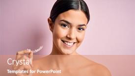  Presentation with dental - Theme featuring young-beautiful-girl-holding-dental background and a coral colored foreground