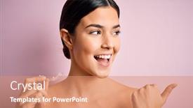  Presentation with dental - Amazing presentation theme having young-beautiful-girl-holding-dental backdrop and a coral colored foreground