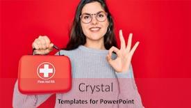  Presentation with first aid kit - Amazing presentation having young-beautiful-girl-holding-first backdrop and a red colored foreground