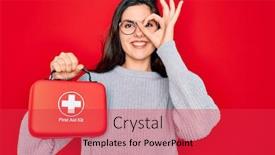  Presentation with eye medical - Beautiful PPT layouts featuring young-beautiful-girl-holding-first backdrop and a red colored foreground