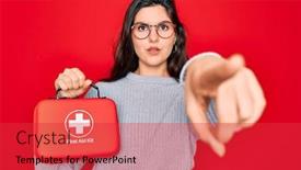  Presentation with red medical - Cool new slide deck with young-beautiful-girl-holding-first backdrop and a red colored foreground