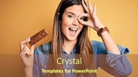  Presentation with protein bar - Presentation design consisting of young-beautiful-girl-holding-healthy background and a tawny brown colored foreground