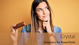  Presentation with protein bar - Amazing PPT layouts having young-beautiful-girl-holding-healthy backdrop and a gold colored foreground