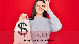  Presentation with beautiful young girl red - Colorful slide deck enhanced with young-beautiful-girl-holding-money backdrop and a red colored foreground