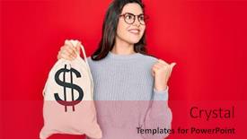  Presentation with beautiful young girl red - PPT theme consisting of young-beautiful-girl-holding-money background and a red colored foreground