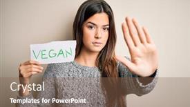  Presentation with vegan - Slides having young-beautiful-girl-holding-paper background and a violet colored foreground