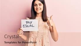  Presentation with pay - Presentation enhanced with young-beautiful-girl-holding-pay background and a coral colored foreground