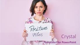  Presentation with sad girl - Audience pleasing PPT theme consisting of young-beautiful-girl-holding-positive backdrop and a lemonade colored foreground