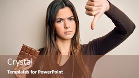  Presentation with white chocolate - Presentation design enhanced with young-beautiful-girl-holding-sweet background and a tawny brown colored foreground