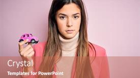  Presentation with car body repairer holding - Audience pleasing slides consisting of young-beautiful-girl-holding backdrop and a coral colored foreground