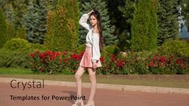  Presentation with pink - PPT theme featuring young-beautiful-girl-in-school background and a coral colored foreground