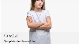  Presentation with negative - PPT theme with young beautiful girl over isolated background and a light gray colored foreground