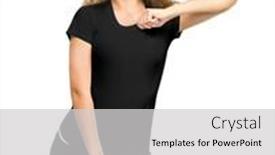  Presentation with girl design - Presentation theme featuring young-beautiful-girl-posing background and a light gray colored foreground