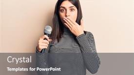  Presentation with microphone - Cool new presentation with young-beautiful-girl-singing-song backdrop and a dark gray colored foreground