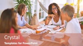  Presentation with coffee cup - Presentation featuring young-beautiful-girl-smiling-happy background and a coral colored foreground