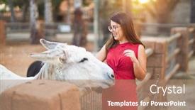 Presentation with barn - Audience pleasing slide set consisting of young-beautiful-girl-smiling-happy backdrop and a coral colored foreground