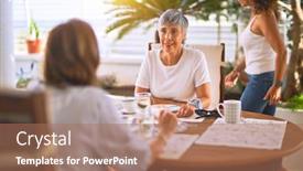  Presentation with coffee cup - Amazing theme having young-beautiful-girl-smiling-happy backdrop and a coral colored foreground