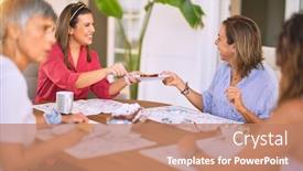  Presentation with coffee cup - Cool new slides with young-beautiful-girl-smiling-happy backdrop and a coral colored foreground