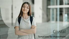  Presentation with student - Presentation consisting of young-beautiful-girl-student-wearing and a light gray colored foreground