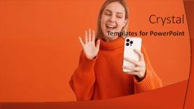  Presentation with selfie - Presentation consisting of young-beautiful-girl-taking-selfie background and a red colored foreground