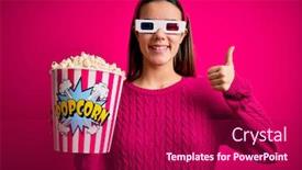  Presentation with movie - Theme enhanced with young-beautiful-girl-watching-movie background and a violet colored foreground