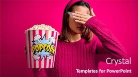  Presentation with sad girl - Cool new slides with young-beautiful-girl-watching-movie backdrop and a violet colored foreground