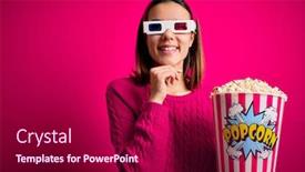  Presentation with movie - Presentation having young-beautiful-girl-watching-movie background and a violet colored foreground