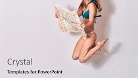  Presentation with city map - PPT theme having young-beautiful-girl-wearing-bikini background and a light gray colored foreground