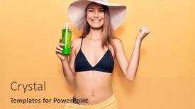  Presentation with aloe vera - Colorful presentation enhanced with young-beautiful-girl-wearing-bikini backdrop and a yellow colored foreground