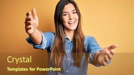  Presentation with hug - Beautiful slide deck featuring young-beautiful-girl-wearing-casual backdrop and a tawny brown colored foreground