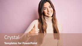  Presentation with camera - PPT theme with young-beautiful-girl-wearing-casual background and a coral colored foreground