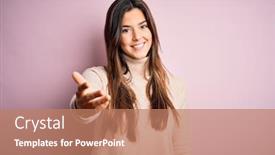  Presentation with business casual - Audience pleasing PPT theme consisting of young-beautiful-girl-wearing-casual backdrop and a coral colored foreground