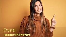  Presentation with confident - PPT theme with young-beautiful-girl-wearing-casual background and a tawny brown colored foreground