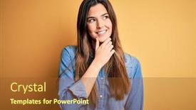  Presentation with denim - Colorful slide deck enhanced with young-beautiful-girl-wearing-casual backdrop and a tawny brown colored foreground