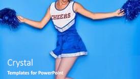  Presentation with group of three young girl - Colorful slides enhanced with young-beautiful-girl-wearing-cheerleader backdrop and a teal colored foreground