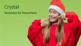  Presentation with christmas girl - Amazing presentation theme having young beautiful girl wearing christmas backdrop and a yellow colored foreground